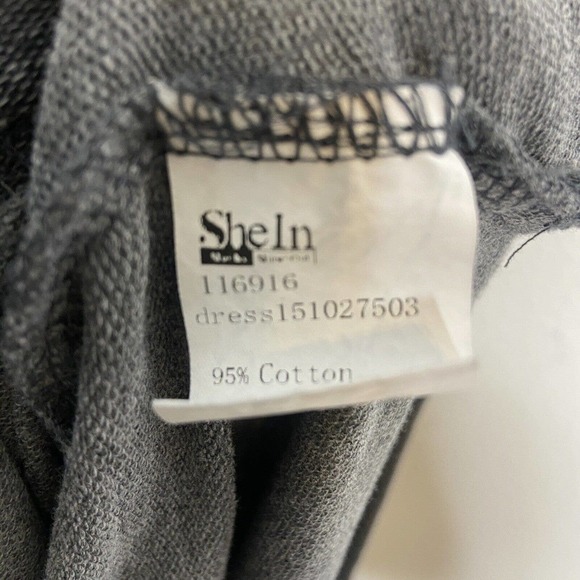 Shein Gray Color Blocked Pocketed Three Quarter Sleeve Dress L - Picture 9 of 10